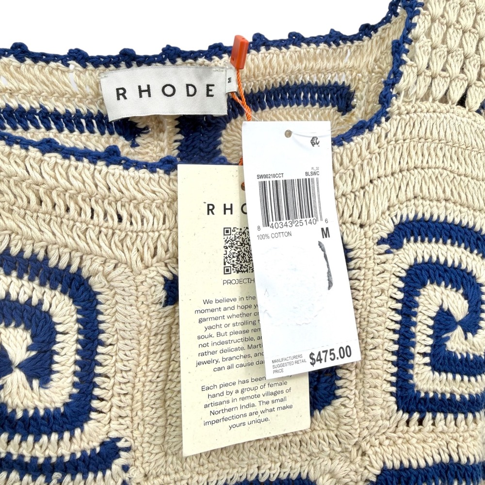 NWT Rhode Goldie Crochet Mini Dress In Blue Swirl $475 - Size Medium - Picture 11 of 13